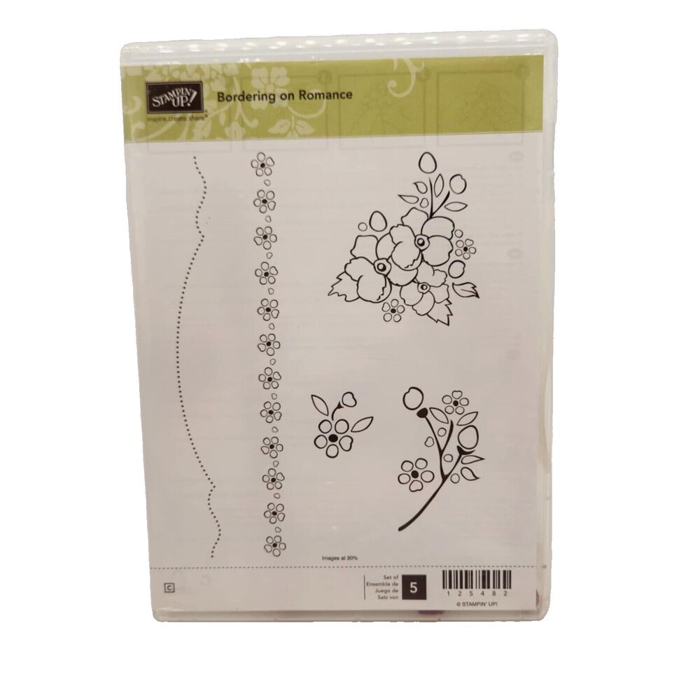 Stampin Up Bordering on Romance Cling Stamp Set Unmounted Flower Border Cards